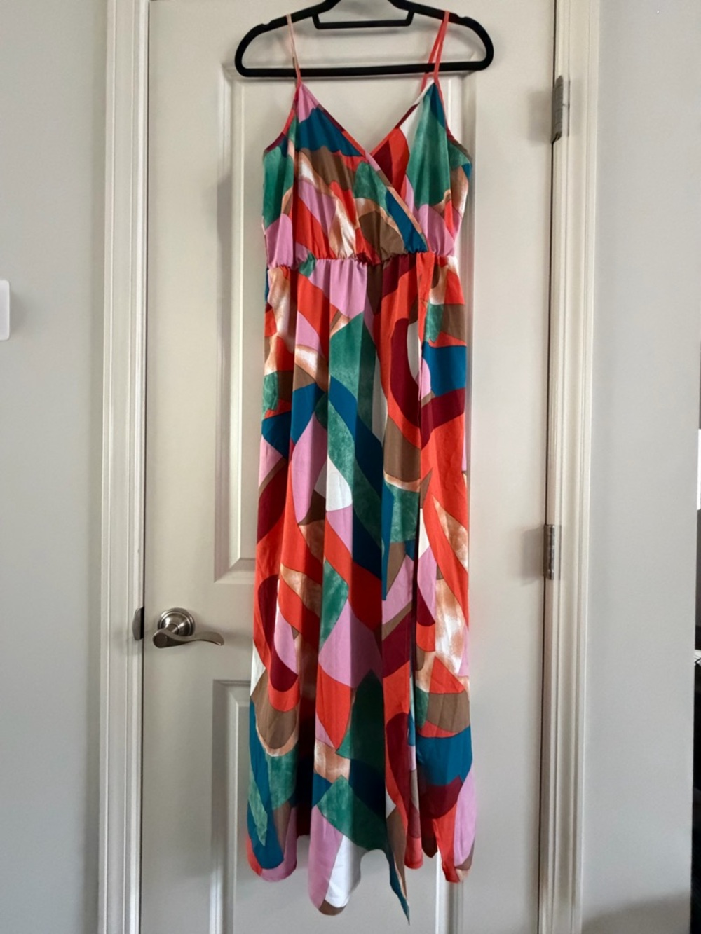 SHEIN Breezaya Colorblock Wrap Hem Belted Maxi Dress Multicolor